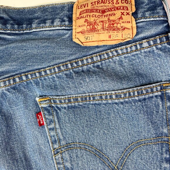 Levi's Men's 501 Blue Jeans Meas. 35x28.5" Button-Fly 100% Cotton Made in Mexico - Picture 13 of 16